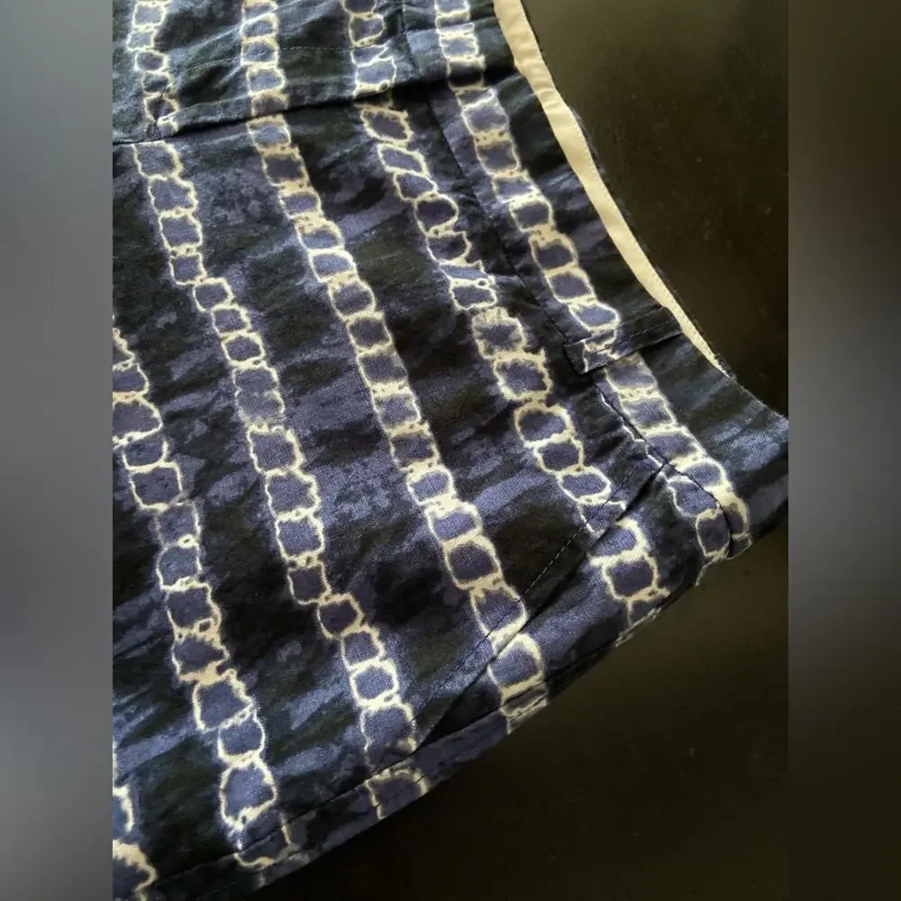 JCREW Navy Blue Tie-Dye Linen Chino Shorts sz 14 (NWOT)